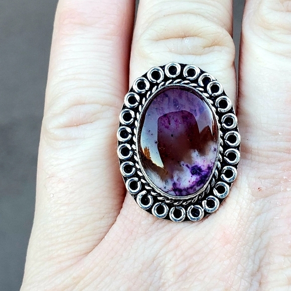 New Dyed Dendritic Opal 925 Silver Ring. - Picture 2 of 14